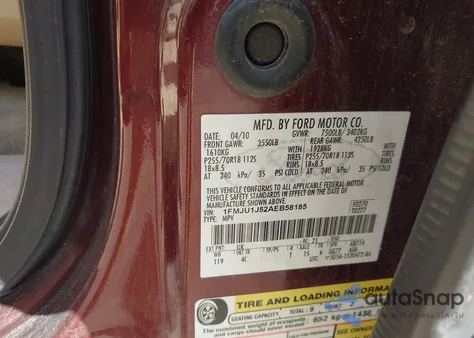 2010 Ford Expedition Eddie Bauer из США, поврежденный, VIN 1FMJU1J52AEB58185